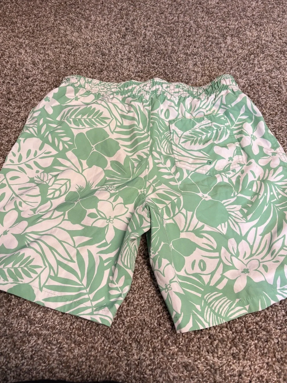 abercrombie kids Green & White Floral Swim Shorts